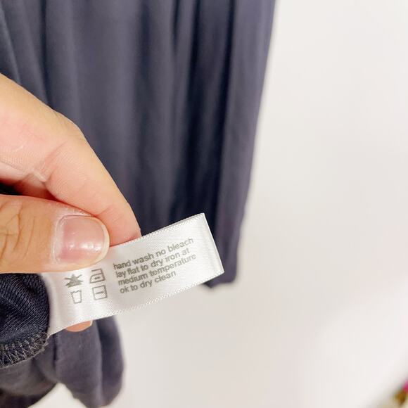 Three Dots Small Gray Ruched Square Neck Jersey Dress Casual Micromodal Stretch - Picture 9 of 9